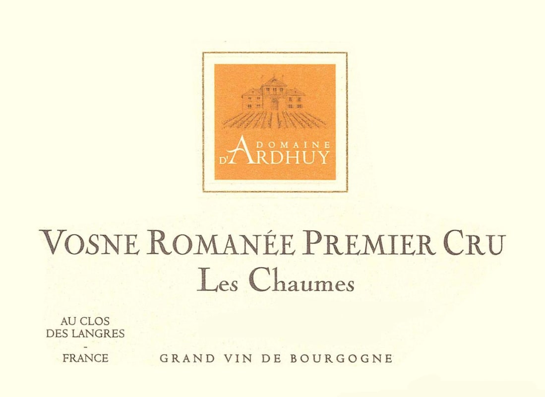 Domaine d'Ardhuy Vosne Romanee Les Chaumes Premier Cru 2014 Front Label