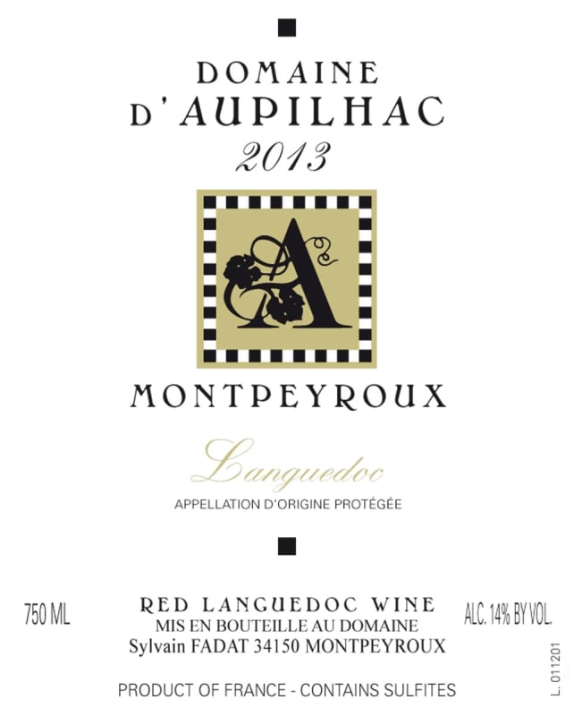 Domaine d'Aupilhac Montpeyroux Rouge 2013 Front Label