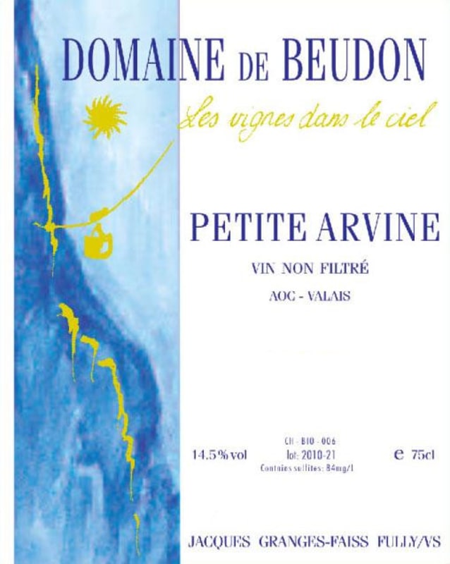 Domaine de Beudon Petite Arvine 2012 Front Label