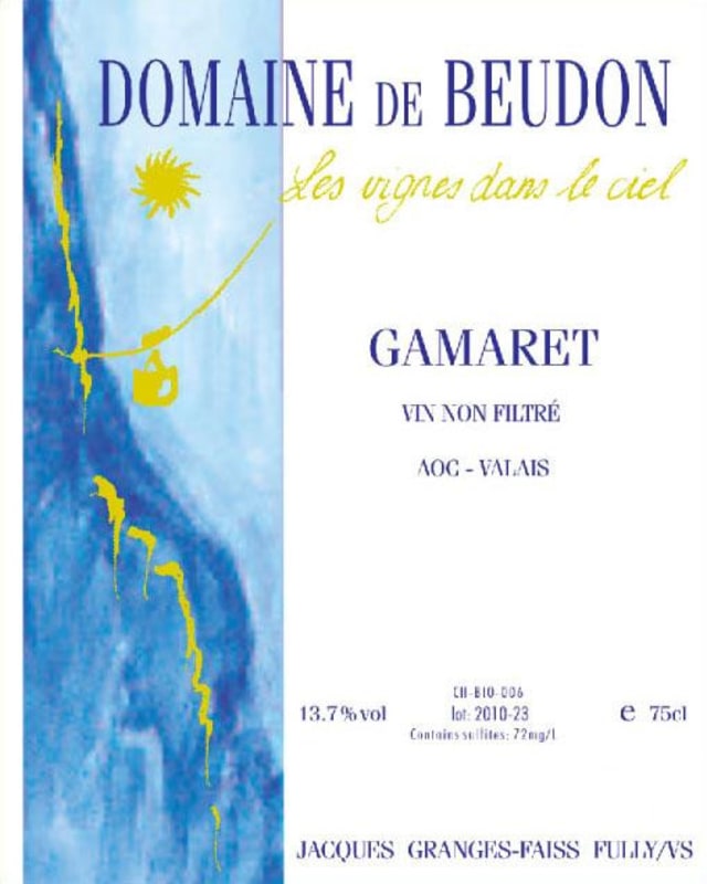 Domaine de Beudon Gamaret 2010 Front Label