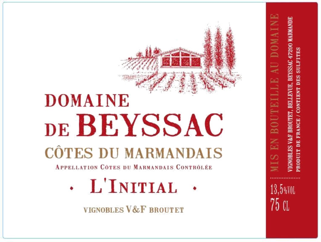 Domaine de Beyssac Cotes du Marmandais L'Initial 2012 Front Label