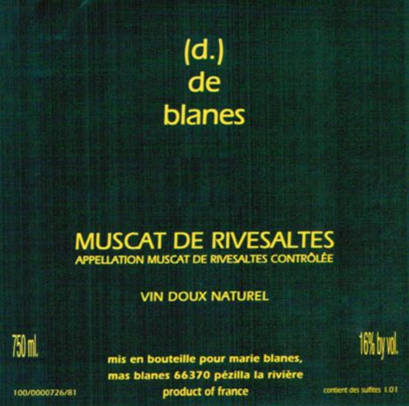 Domaine de Blanes Muscat de Rivesaltes 2007 Front Label
