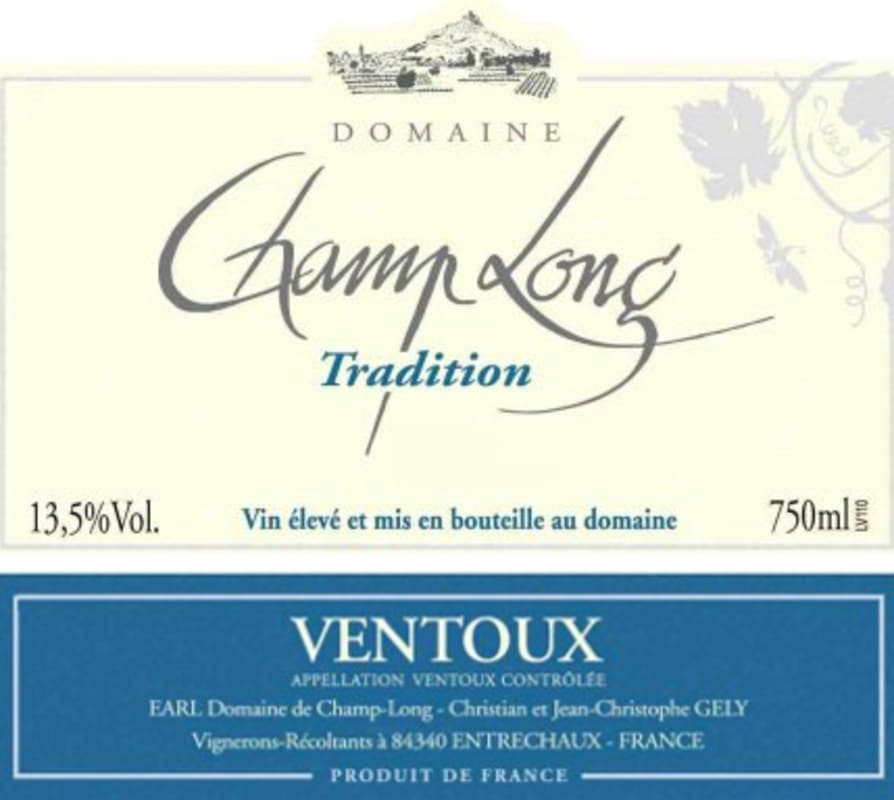Domaine de Champ-Long Ventoux Cuvee Tradition 2011 Front Label