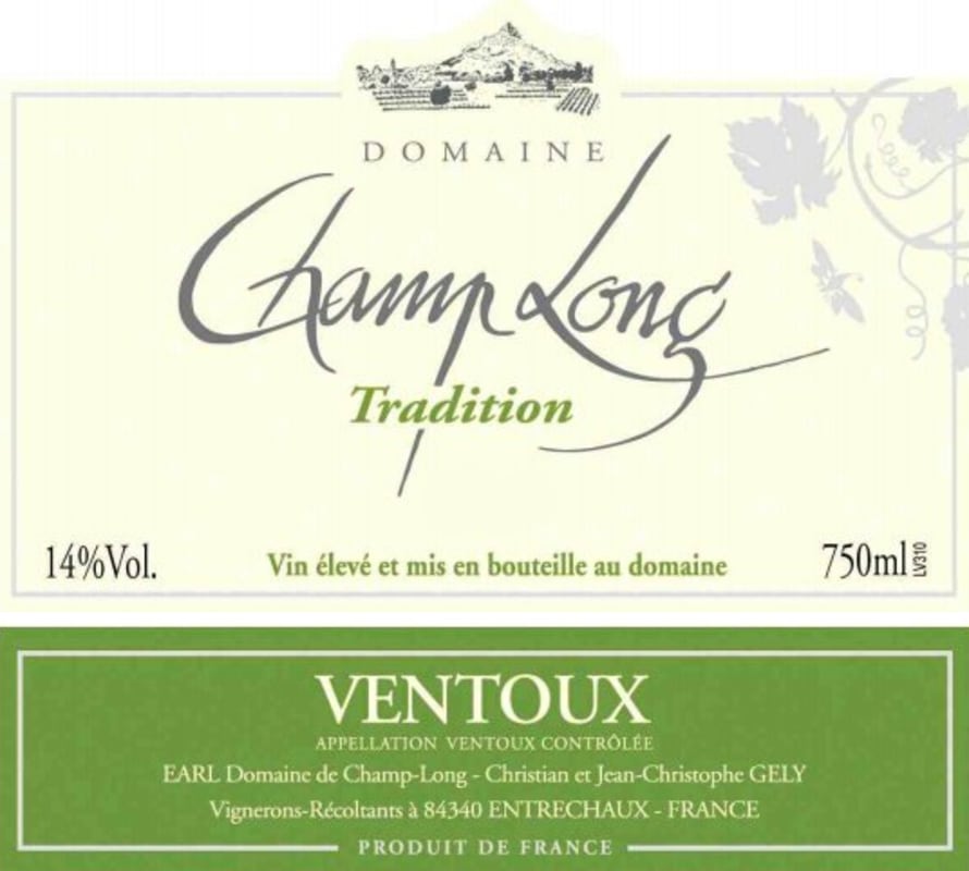Domaine de Champ-Long Ventoux Cuvee Tradition Blanc 2014 Front Label