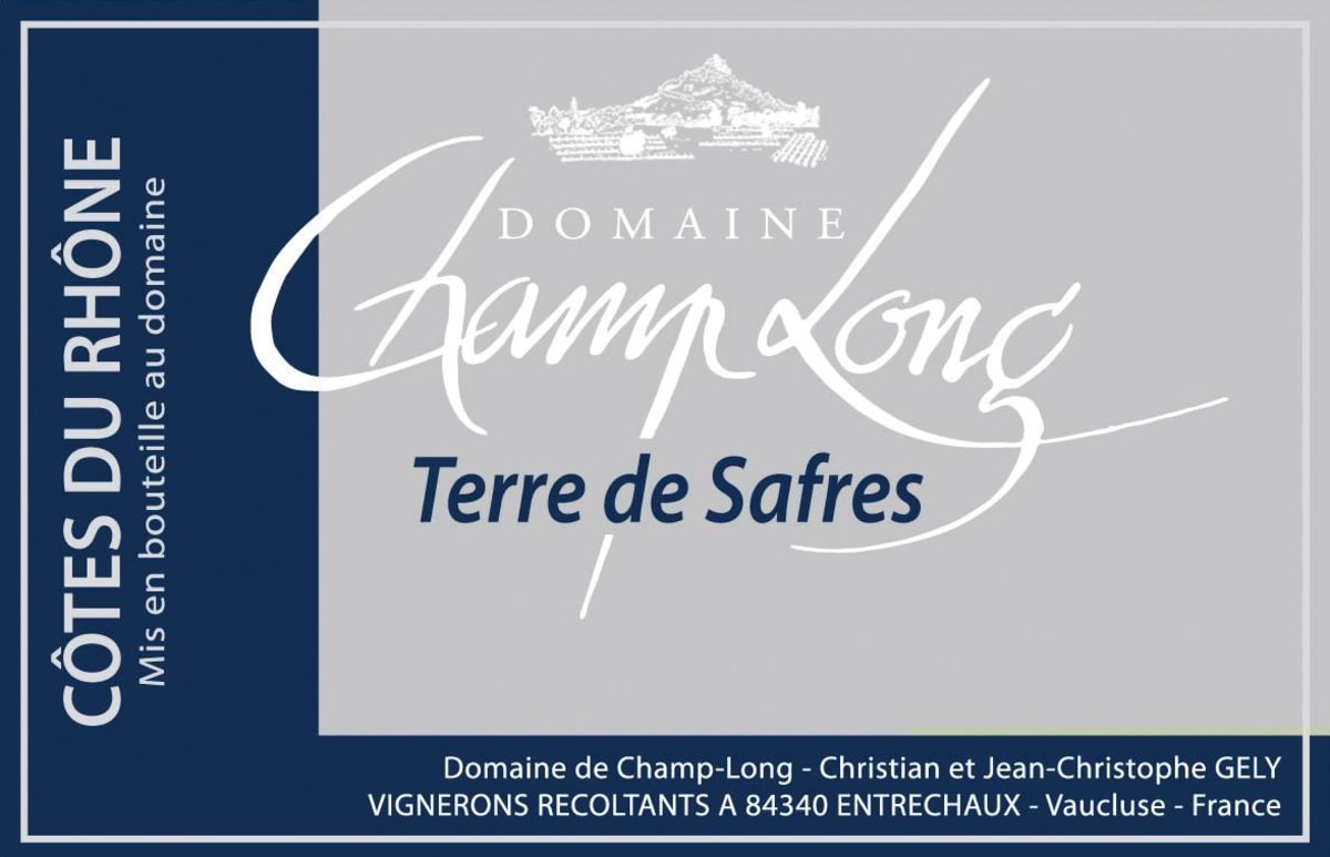Domaine de Champ-Long Cotes du Rhone Terre de Safres 2014 Front Label