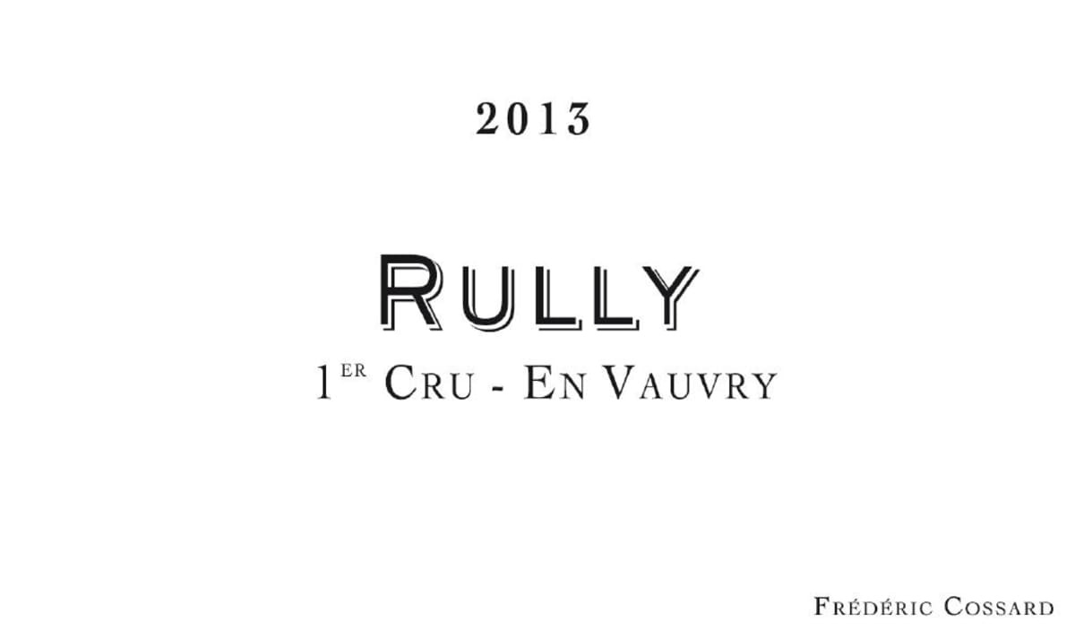 Domaine de Chassorney Rully En Vauvry Premier CRU 2013 Front Label