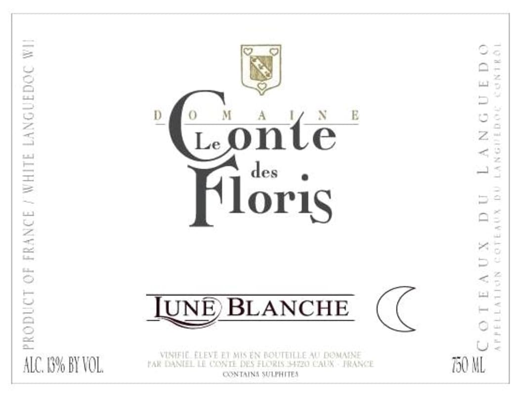 Domaine de Conte de Floris Coteaux du Languedoc Lune Blanche 2014 Front Label