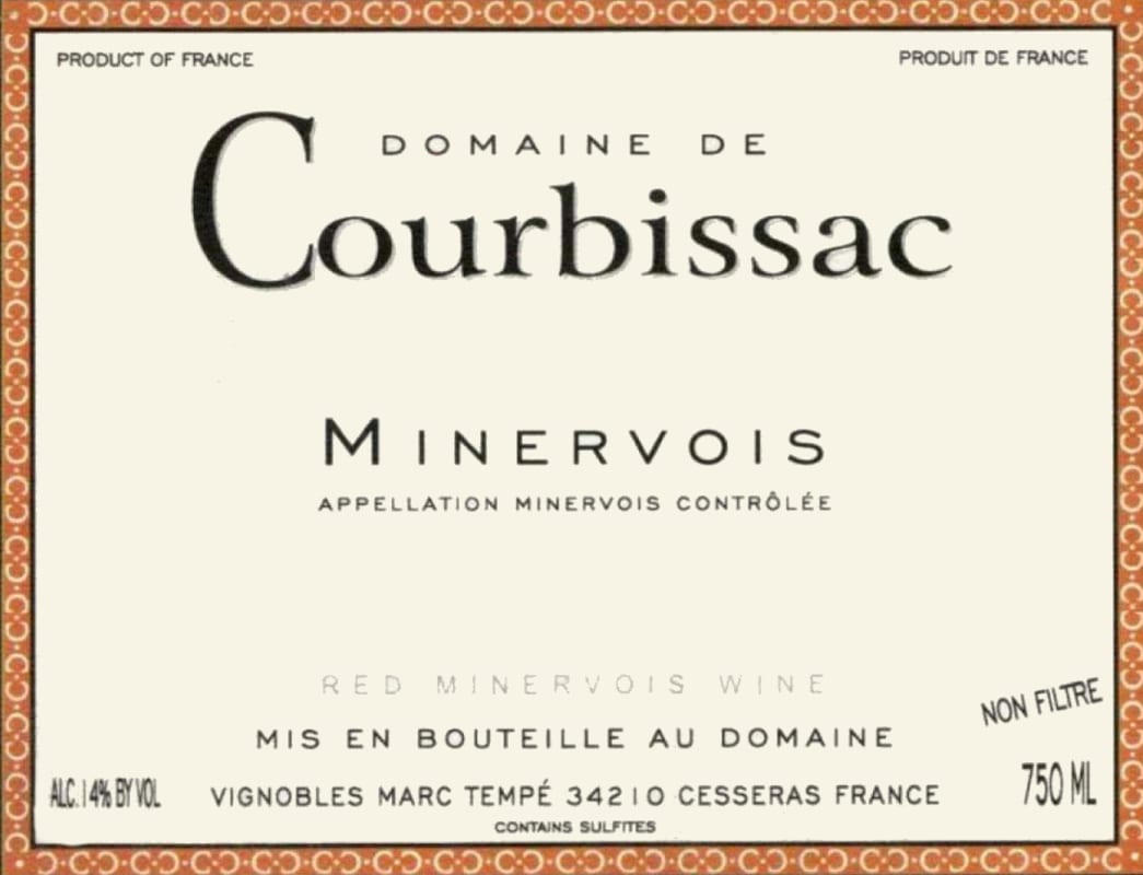 Domaine de Courbissac Minervois 2006 Front Label