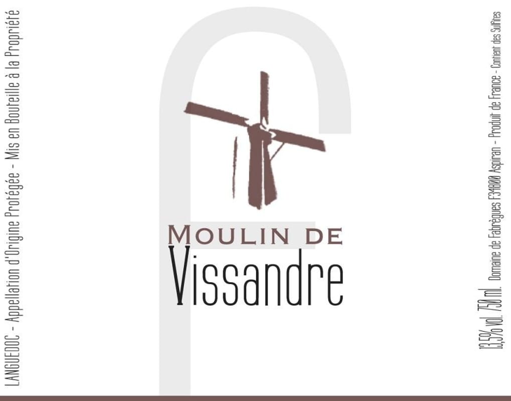 Domaine de Fabregues Coteaux du Languedoc Moulin de Vissandre Rouge 2014 Front Label