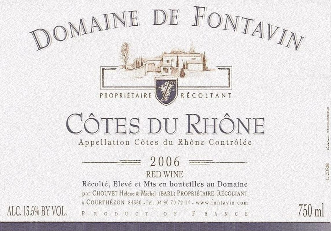 Domaine de Fontavin Cotes du Rhone 2006 Front Label