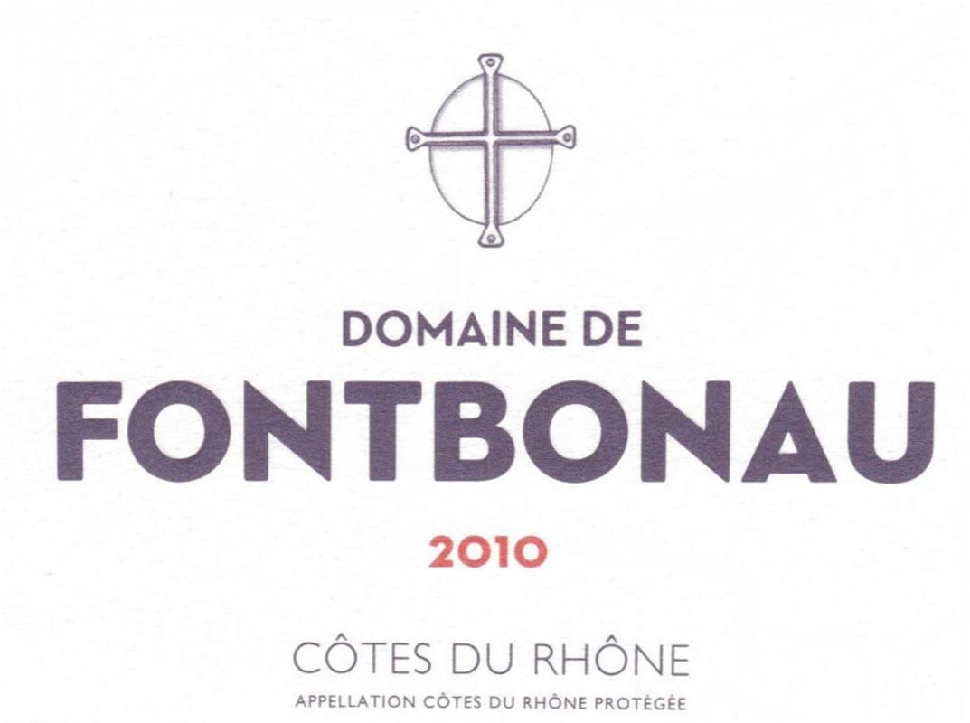Domaine de Fontbonau Cotes du Rhone Rouge 2010 Front Label