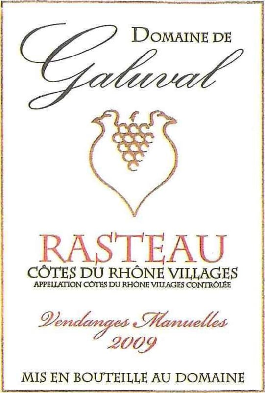 Domaine Galuval Rasteau 2009 Front Label