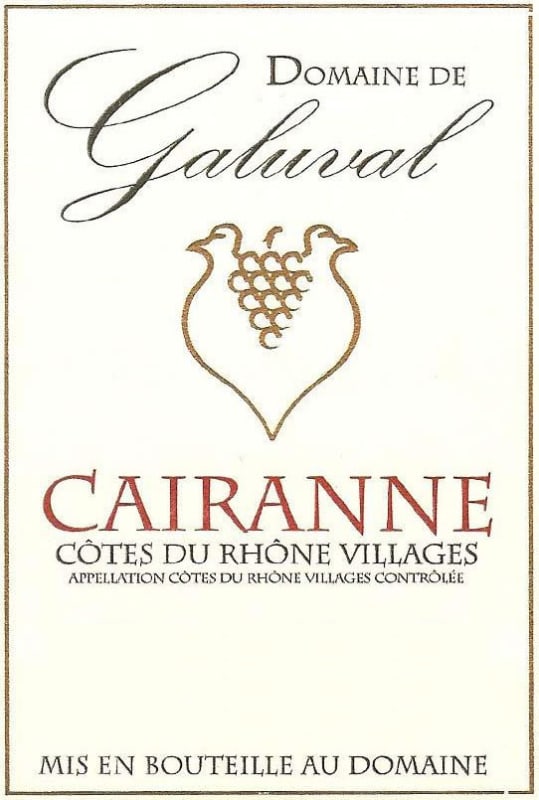 Domaine Galuval Cairann Cotes du Rhone Villages 2013 Front Label