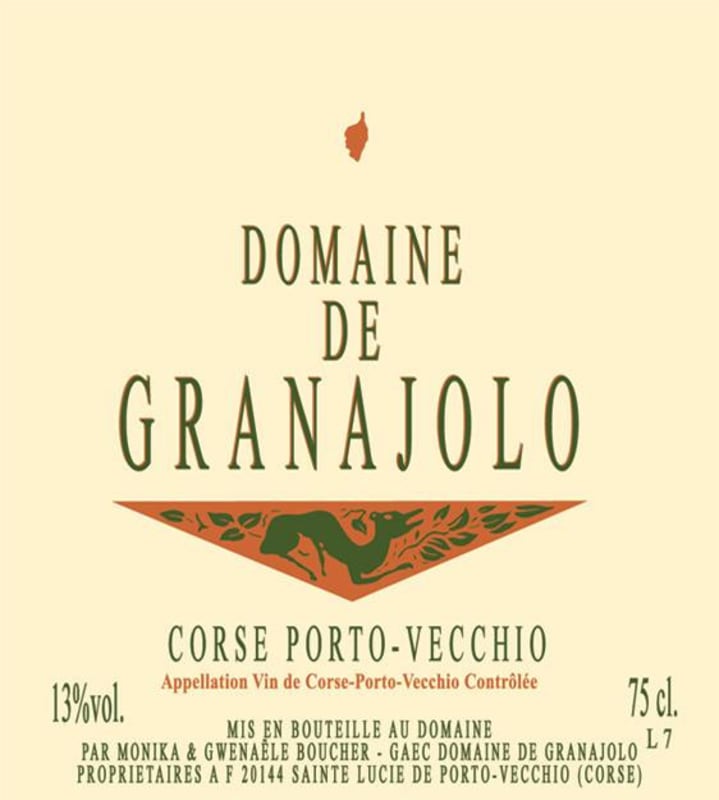 Domaine de Granajolo Corse Porto-Vecchio Blanc 2015 Front Label