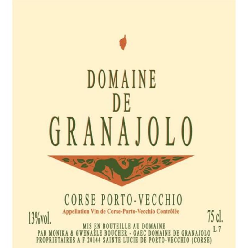 Domaine de Granajolo Corse Porto-Vecchio Blanc 2014 Front Label