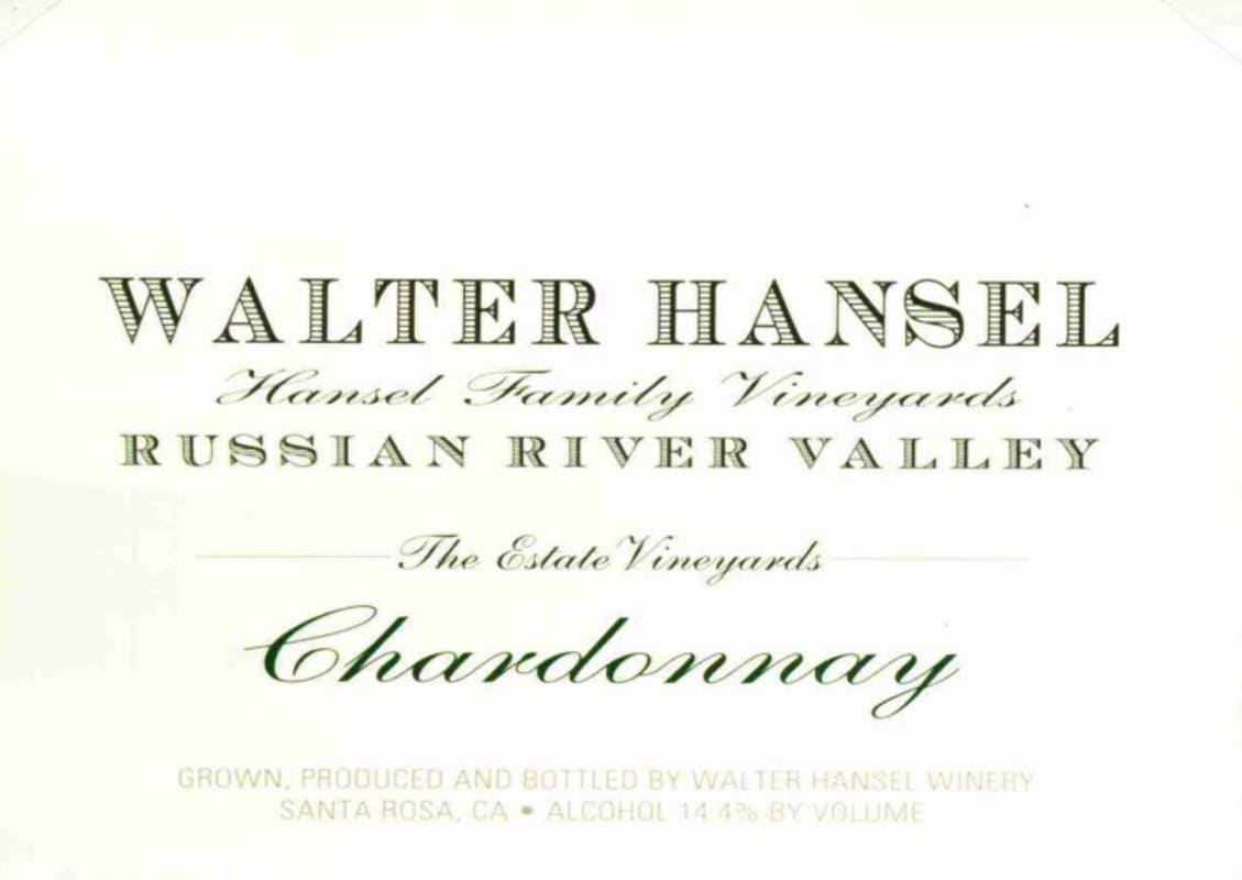 Walter Hansel Estate Chardonnay 2010 Front Label