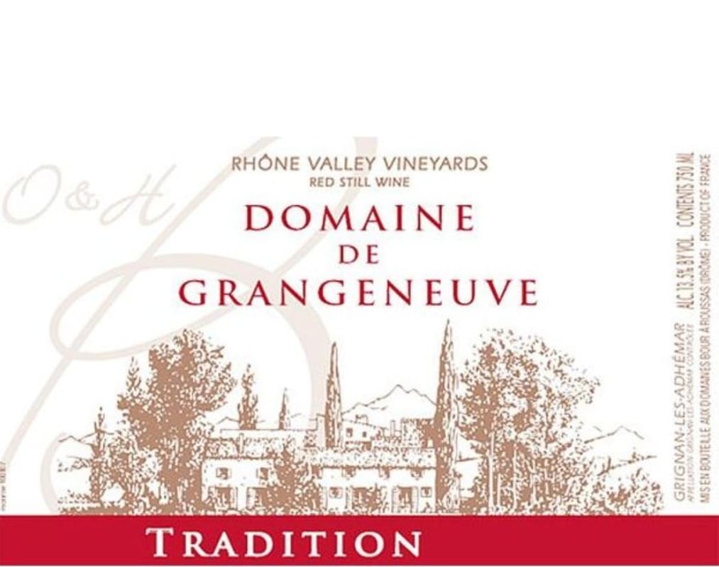 Dom. de Grangeneuve Tricastin-Grignan-les-Adhemar Tradition 2012 Front Label
