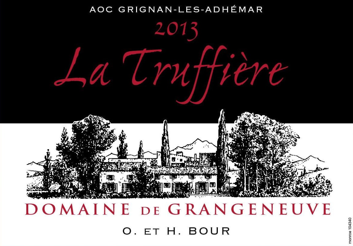 Dom. de Grangeneuve Tricastin-Grignan-les-Adhemar La Truffiere 2013 Front Label