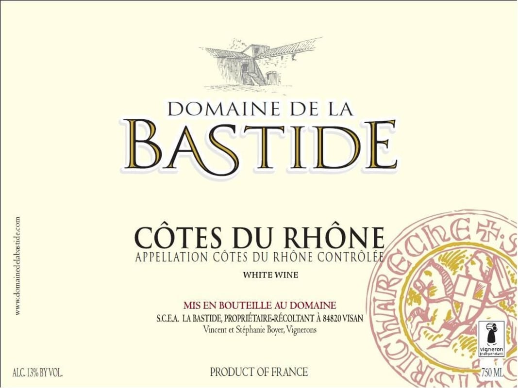 Domaine de la Bastide Cotes du Rhone Blanc 2012 Front Label