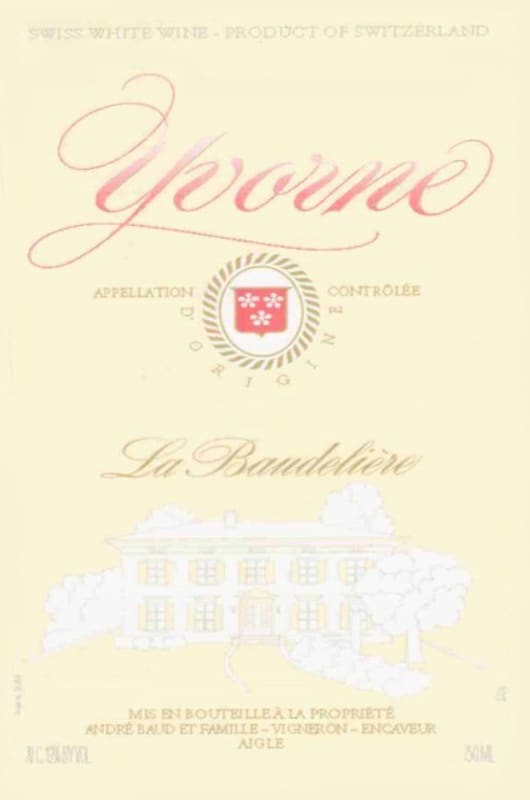 Domaine de La Baudeliere Yvorne 2007 Front Label
