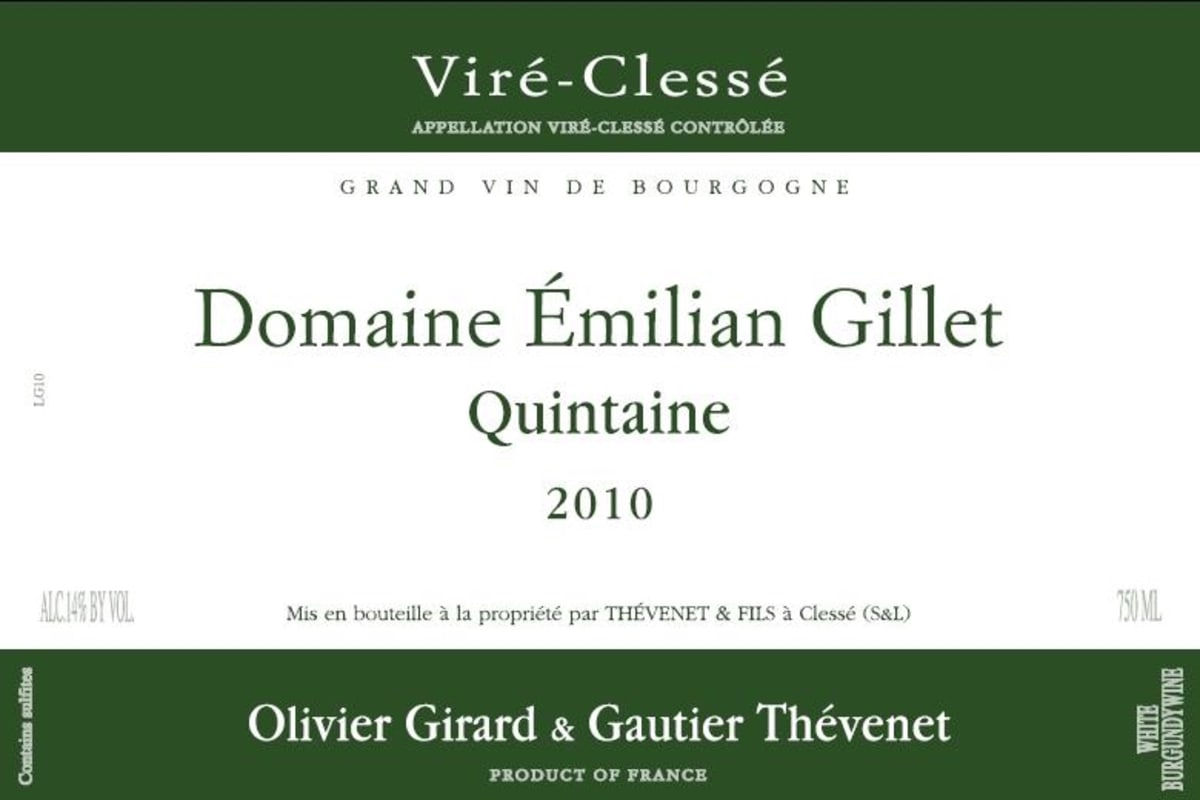 Domaine de la Bongran Vire-Clesse Quintaine 2010 Front Label