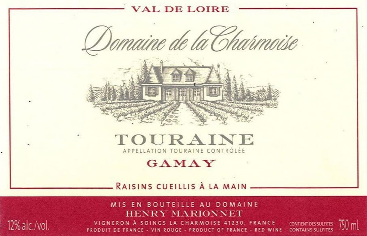 Domaine de la Charmoise Touraine Gamay 2014 Front Label