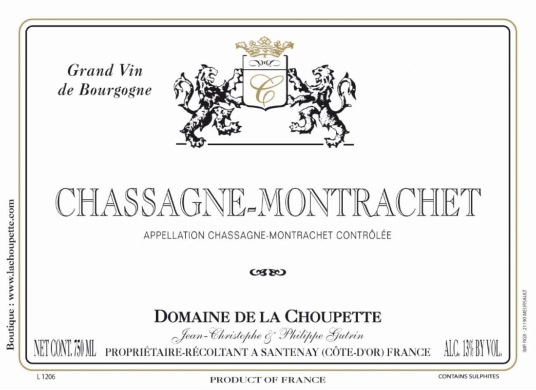 Domaine De La Choupette Chassagne-Montrachet 2013 Front Label