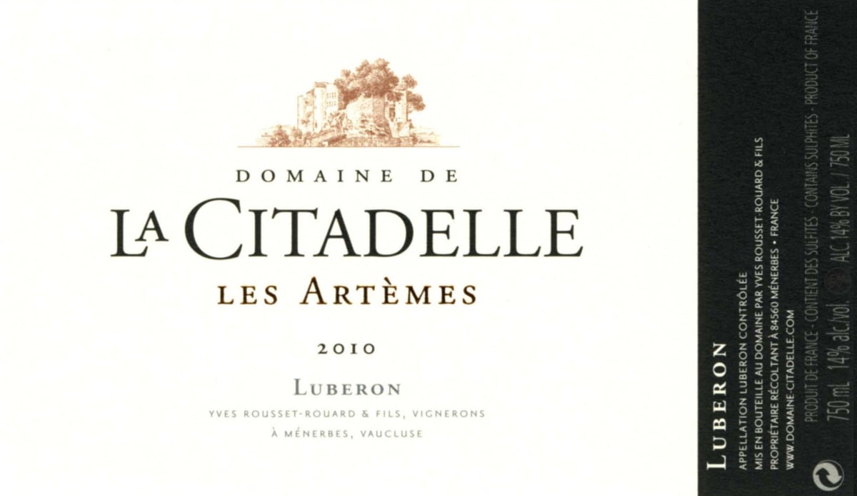Domaine de la Citadelle Luberon Les Artemes Cuvee Blanc 2010 Front Label