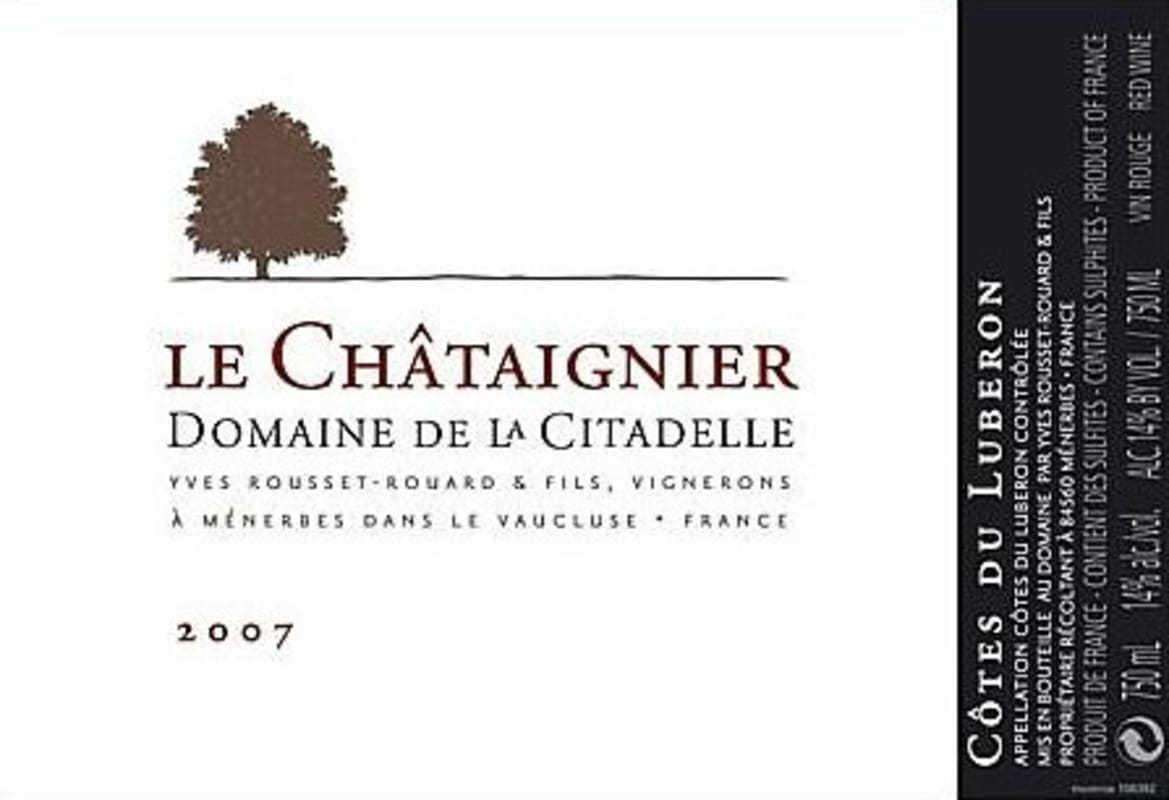 Domaine de la Citadelle Luberon Le Chataignier Cuvee Rouge 2007 Front Label