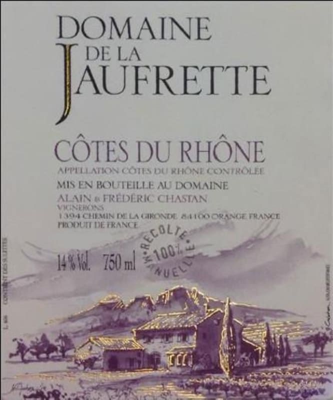 Domaine de la Jaufrette Cotes du Rhone 2010 Front Label