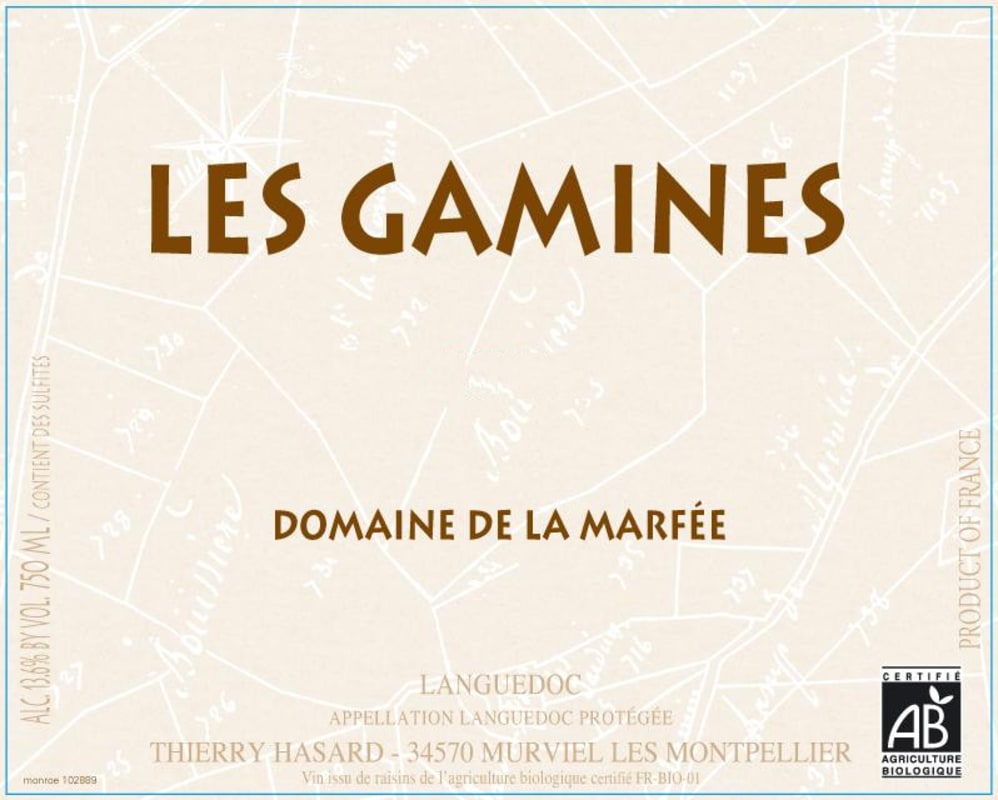 Domaine de La Marfee Languedoc Les Gamines 2011 Front Label