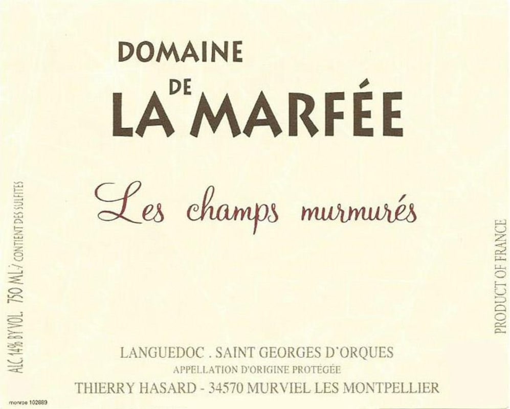 Domaine de La Marfee Les Champs Murmures 2012 Front Label
