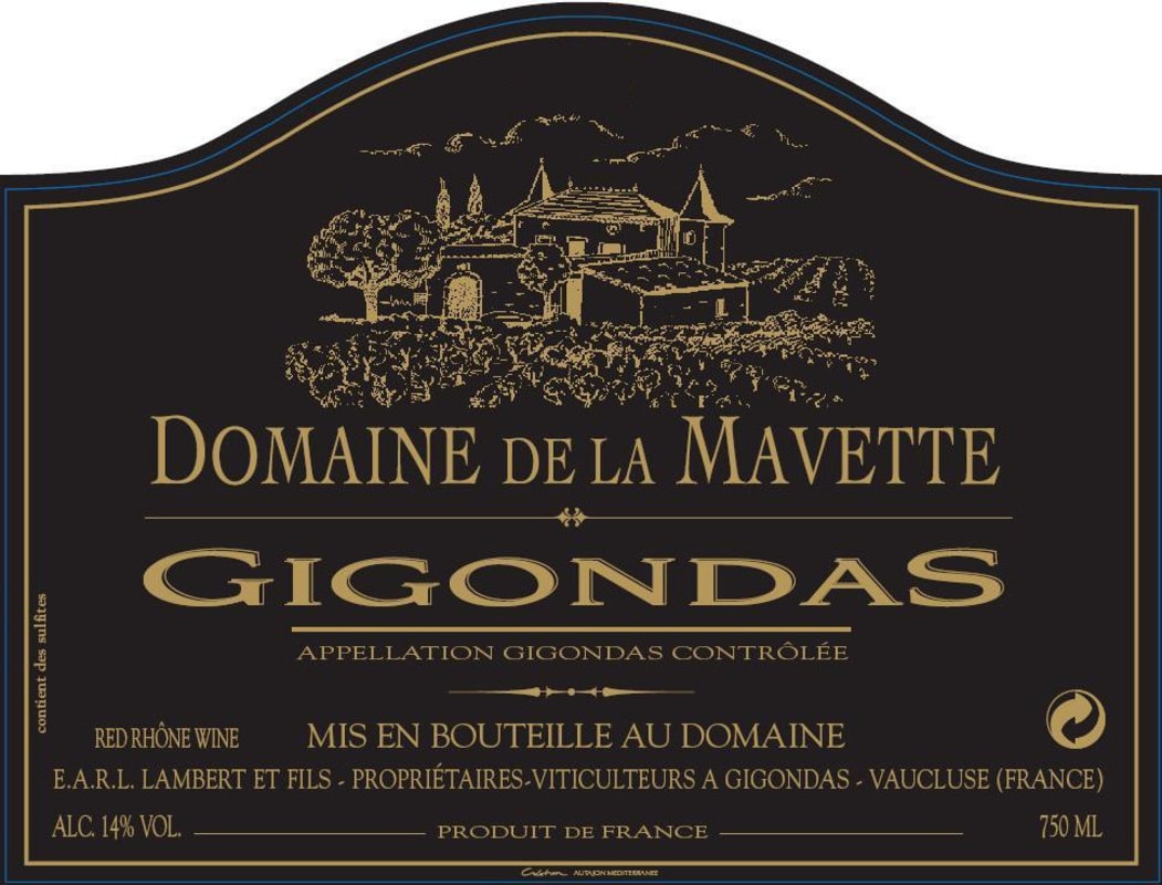 Domaine de La Mavette Gigondas 2005 Front Label