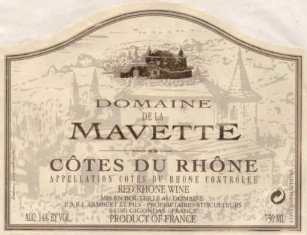 Domaine de La Mavette Cotes du Rhone 2013 Front Label