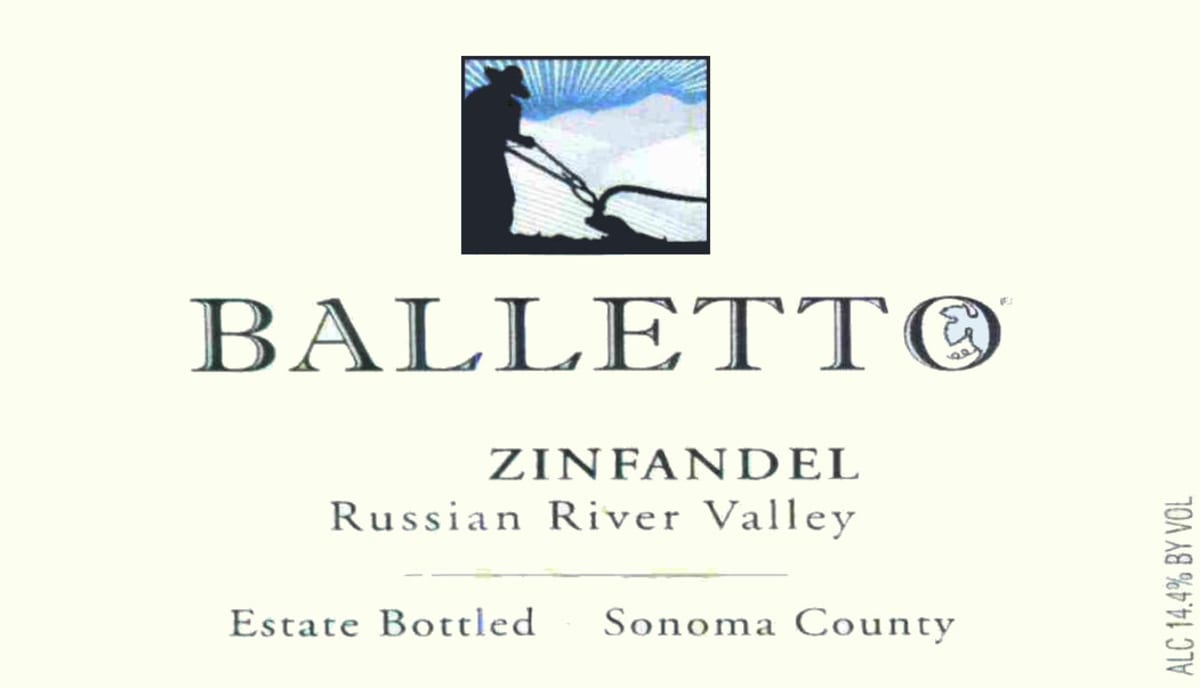 Balletto Winery Zinfandel 2016 Front Label
