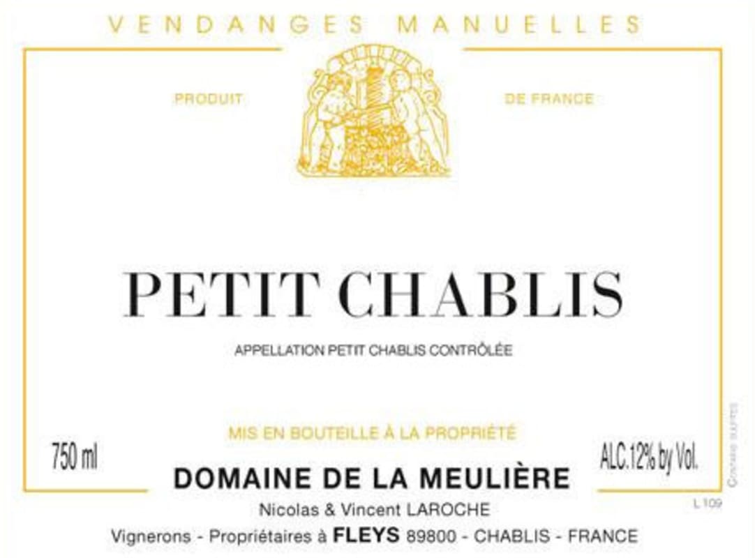 Domaine de la Meuliere Petit Chablis 2015 Front Label