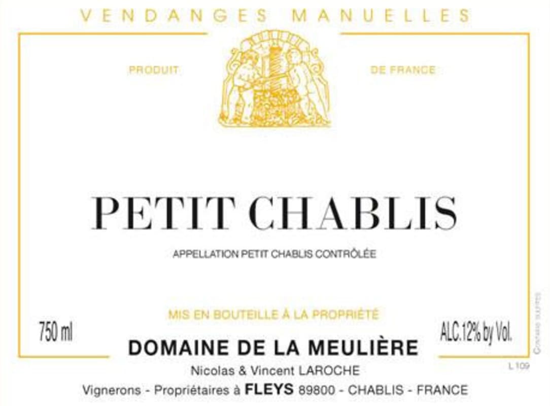 Domaine de la Meuliere Petit Chablis 2012 Front Label
