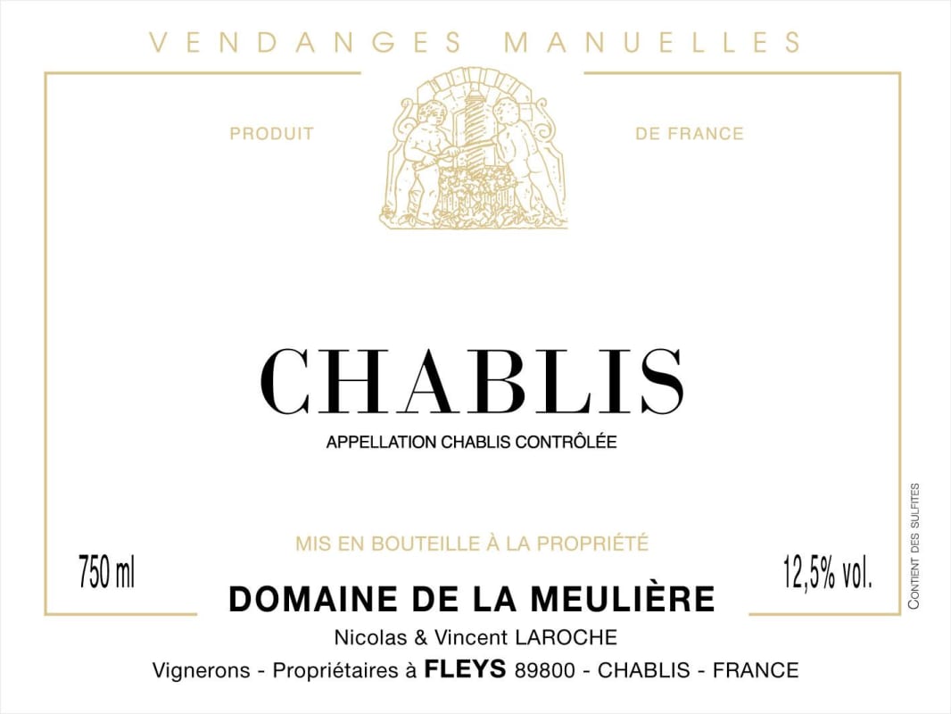Domaine de la Meuliere Chablis 2012 Front Label