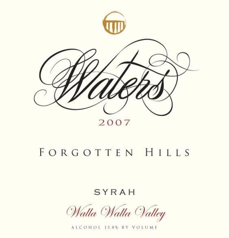 Waters Forgotten Hills Vineyard Syrah 2007 Front Label