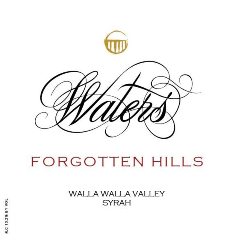 Waters Forgotten Hills Vineyard Syrah 2013 Front Label