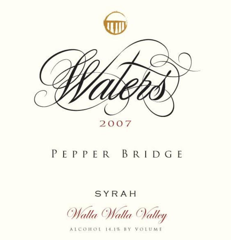 Waters Pepper Bridge Syrah 2007 Front Label