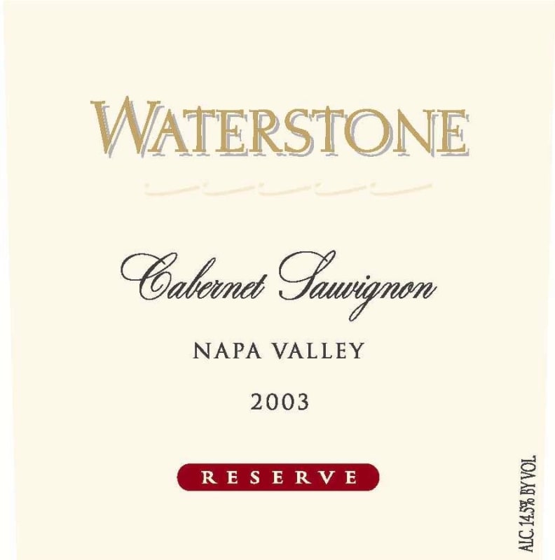 Waterstone Reserve Cabernet Sauvignon 2003 Front Label