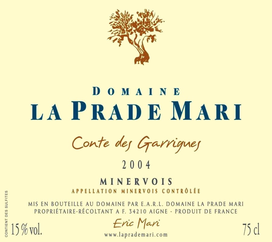 Domaine De La Prade Mari Minervois Conte des Garrigues 2004 Front Label
