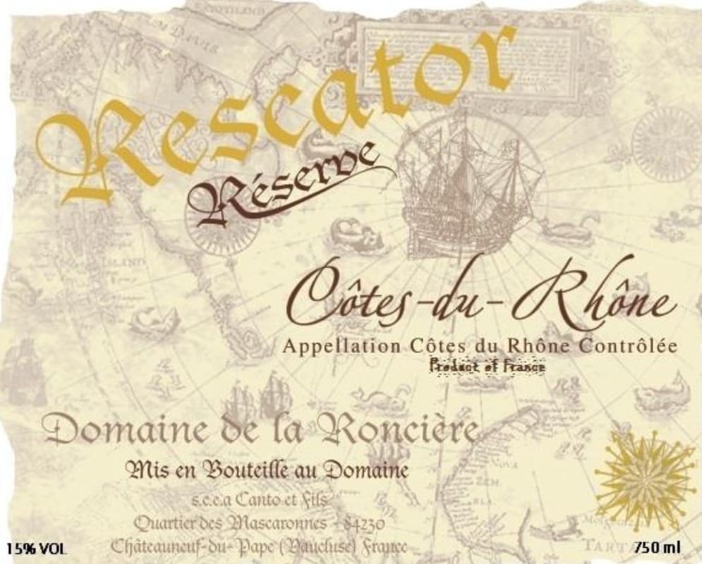 Domaine de la Ronciere Cotes du Rhone Rescator Reserve 2011 Front Label