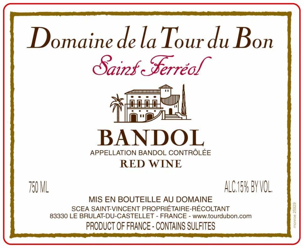 Domaine de La Tour du Bon Bandol Saint Ferreol 2012 Front Label