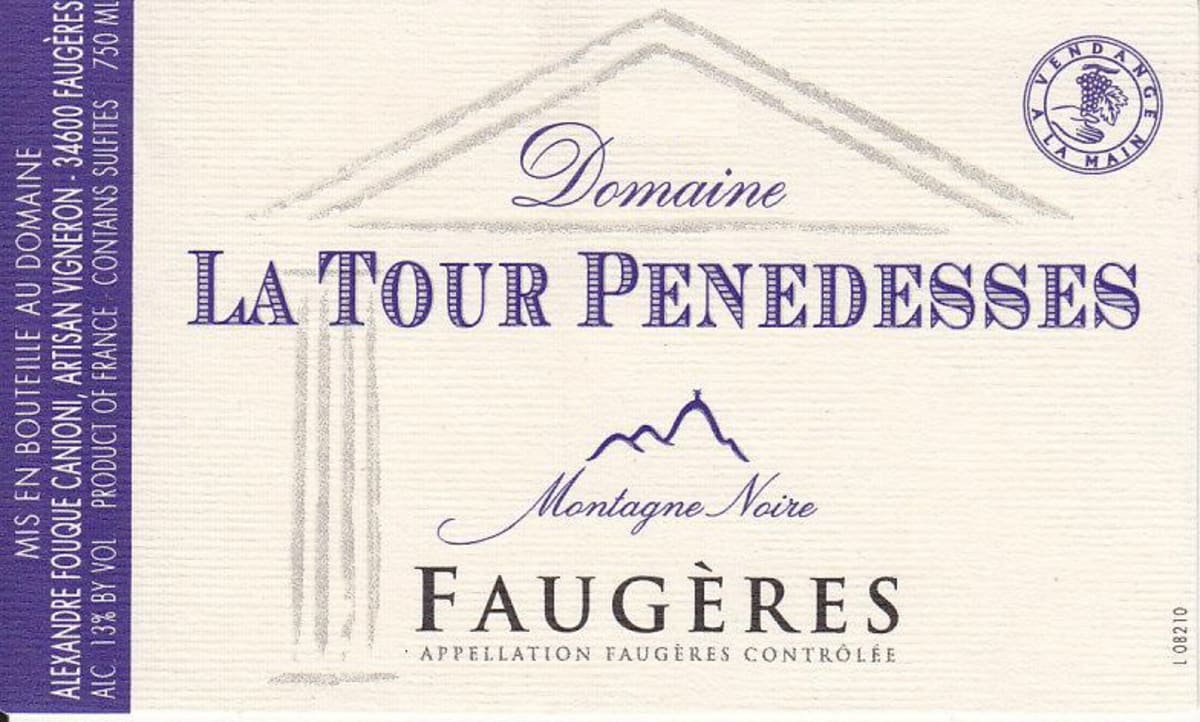 Domaine de La Tour Penedesses Faugeres Montagne Noire 2015 Front Label