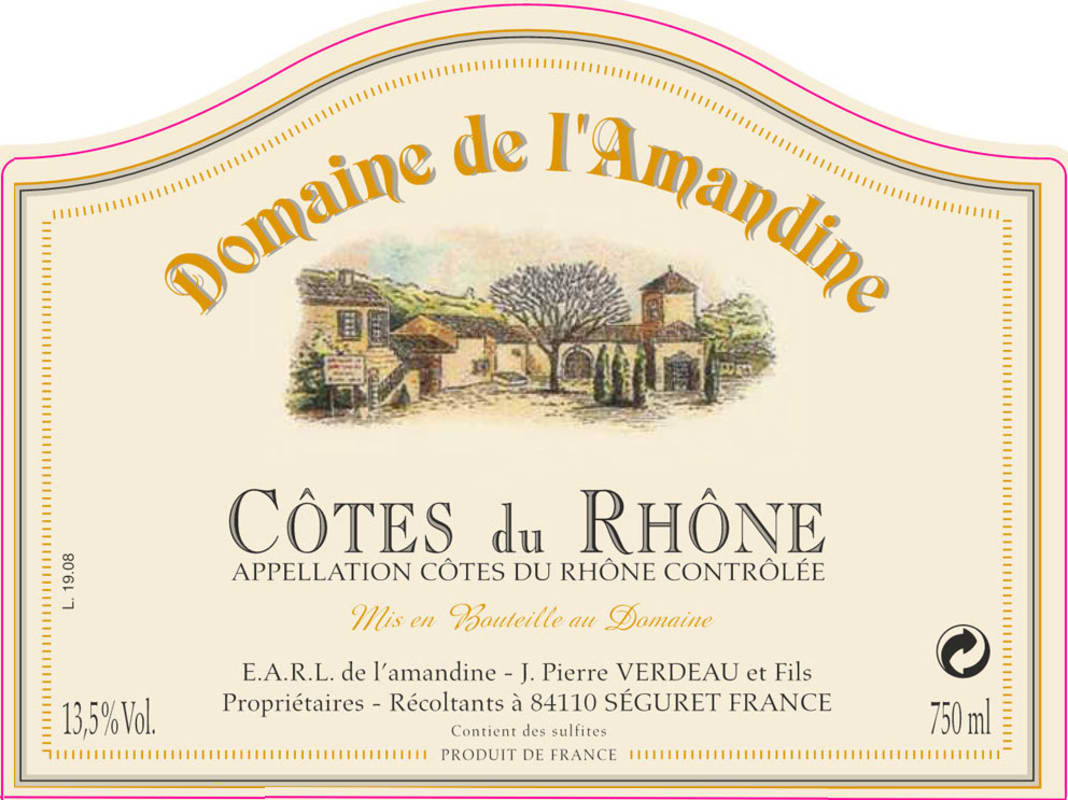 Domaine de l'Amandine Cotes du Rhone 2011 Front Label