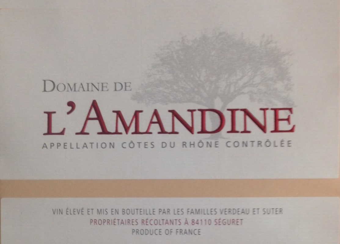 Domaine de l'Amandine Cotes du Rhone 2015 Front Label