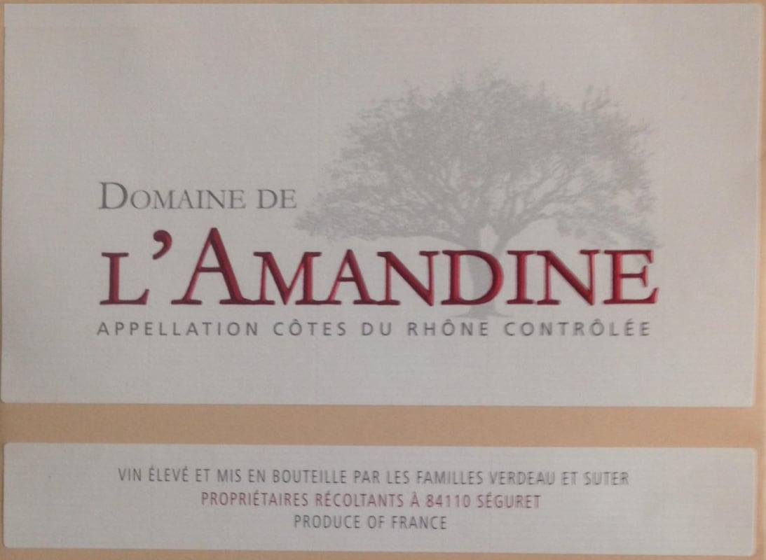 Domaine de l'Amandine Cotes du Rhone Blanc 2014 Front Label
