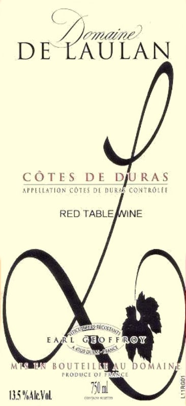 Domaine de Laulan Cotes de Duras Rouge 2014 Front Label